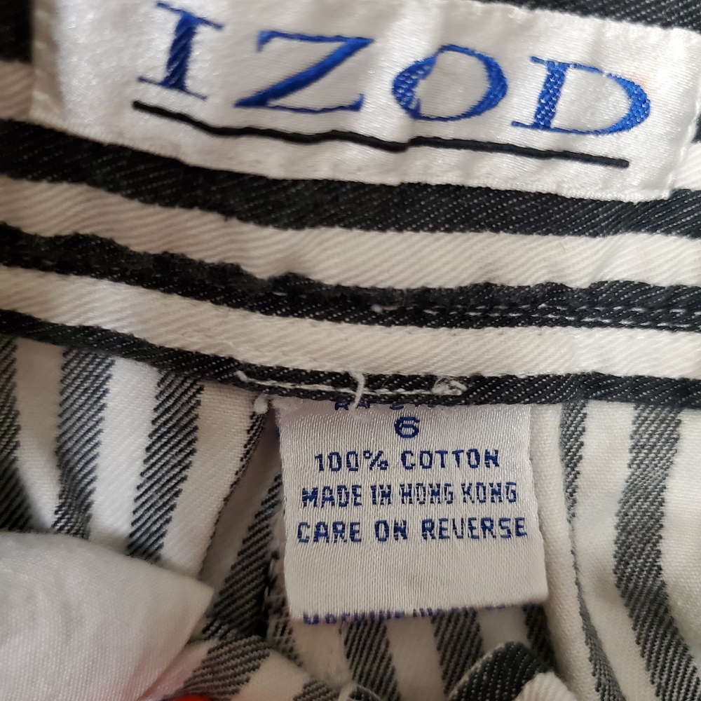 Vintage Izod High Rise Tailored B&W Striped Shorts Size 6 - Picture 11 of 13